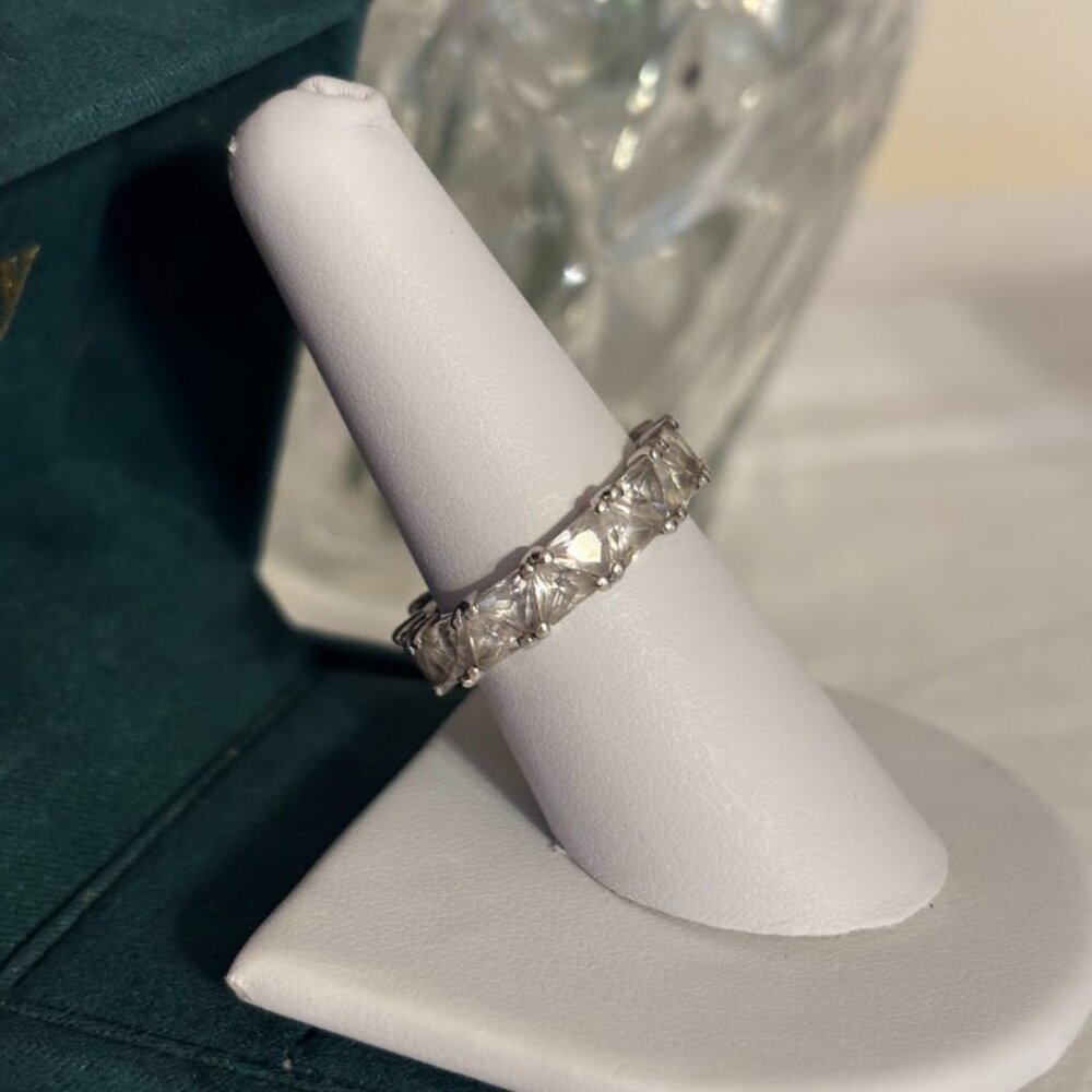 Dorsey Theodora Double Trillion Ring (White Sapphires) in Silver - size 8 - Picture 3 of 16